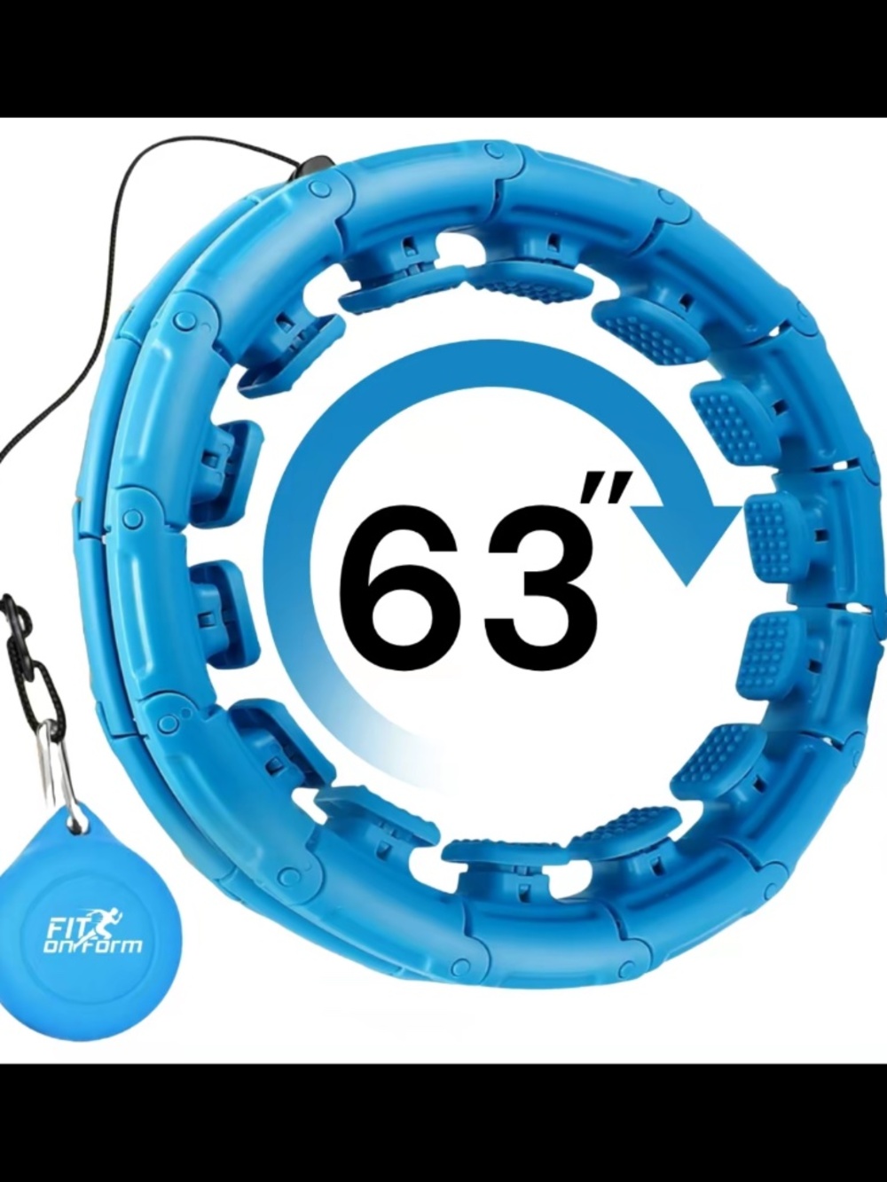 Fit on Form Blue weighted hula hoop designed for waist slimming and core